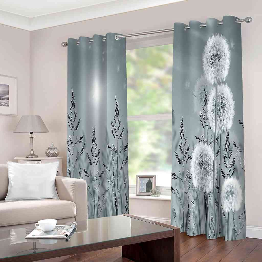 PVMLVM Curtains For Living Room Boys Girls Bedroom Dandelion Plant Curtains Eyelet Blackout 3D Print Super Soft Thermal Insulated Kids Nursery Polyester Curtains - 2 Panels 300x280cm