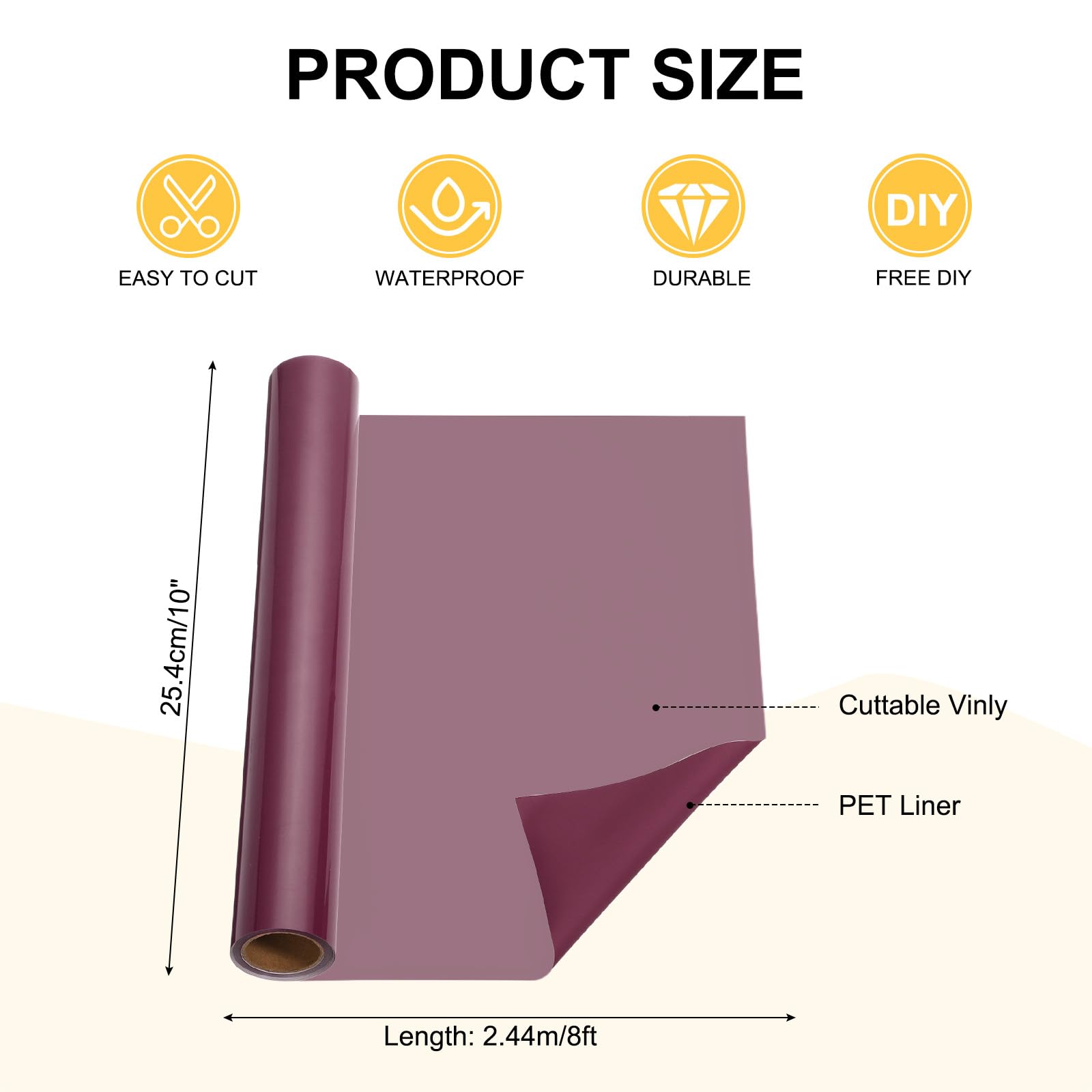 sourcing map Brown Heat Transfer Vinyl, 10 Inch x 8ft Iron-on Vinyl Roll for Decal Cutting, Signs, Scrapbooking, DIY Craft, Home Decoration - Image 2