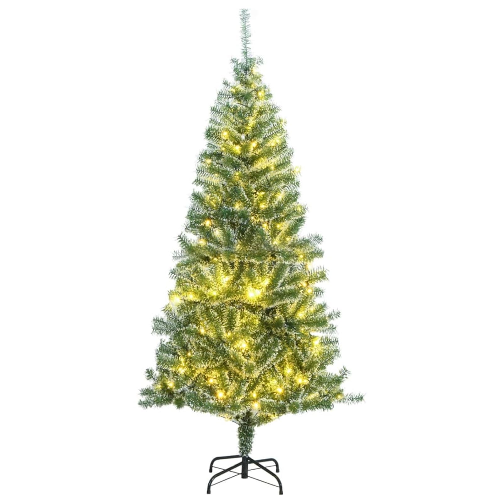 Gecheer Árbol de Navidad Artificial Verde 210 cm PVC con Luces LED Blanco Cálido y Bolas Decorativas para Interior y Exterior Protegido