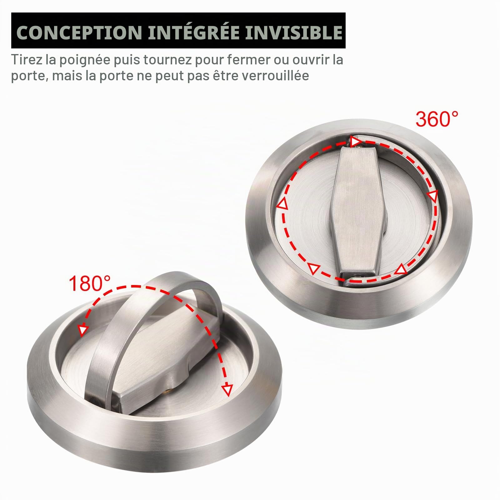PATIKIL Rond Encastré Porte Serrure Meubles Tirettes Loquet Bouton Argent