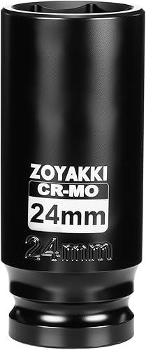 Miniatura 26 de Juego de llaves de vaso de impacto profundo de 1/2" x 21 mm de 6 PT, CR-MO, Juego de llaves de tuerca de eje de 1/2 pulgada de 6 puntos para fácil
