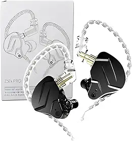 Fone de Ouvido Profissional KZ ZSN Pro X Intra-auricular, Driver Híbrido, Cabo Destacável, Original - Excelência em Som para Músicos e Cantores - Modelo 2024 - AlverSun (PRETO)