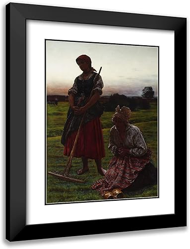 ArtDirect Aleksander Gierymski 19x24 Black Modern Frame and Double Matted Museum Art Print Titled - Prayer of the Angelus Domini (1890)
