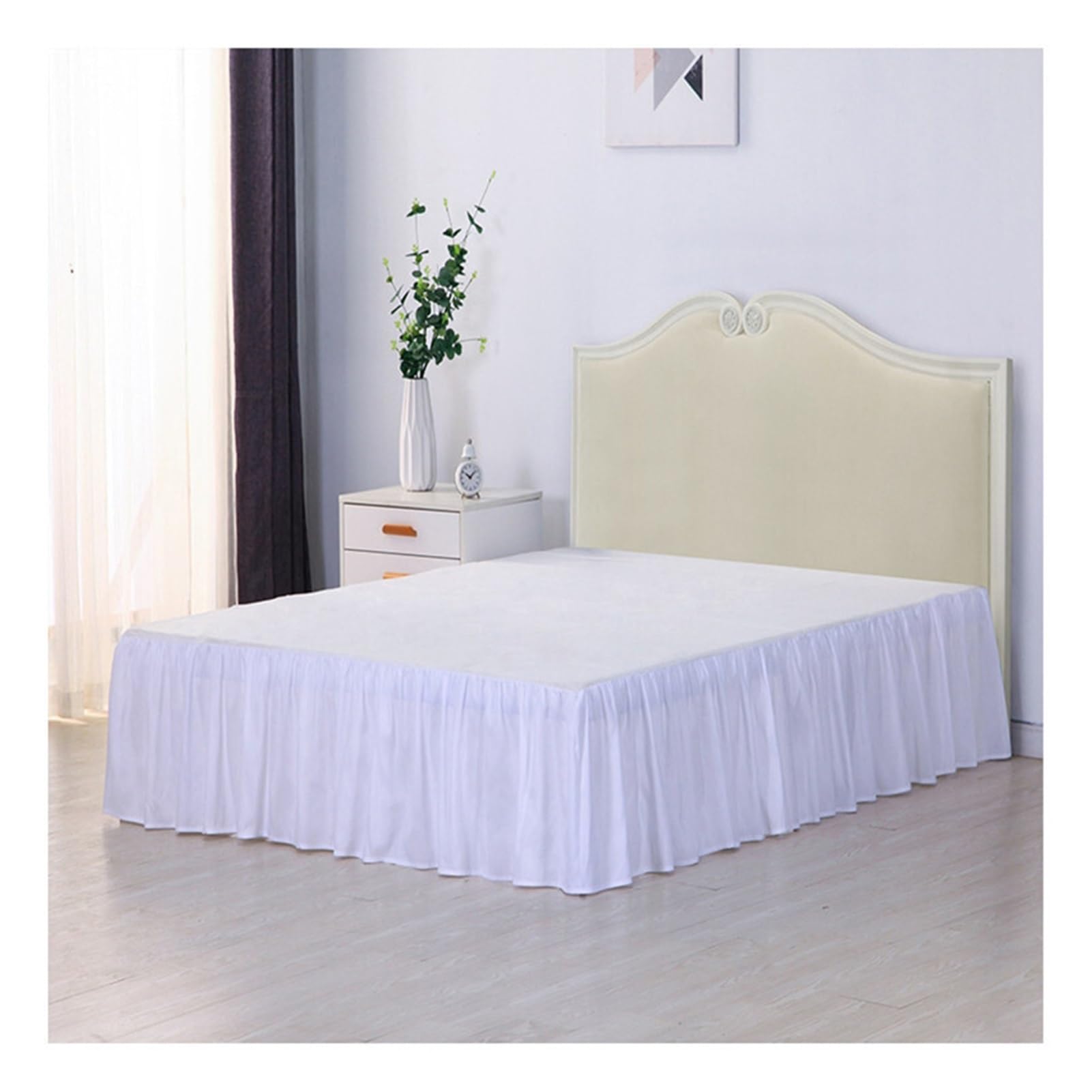 Bettrock einfarbiger Bettrock mit Oberfläche, Queen-Size-Bett, einfaches An- und Ausziehen, Bettrock, Volant, Größe 35 cm, Höhe für Doppelbett, Queen-Size-Bett, King-Size-Bett (Farbe: Braun, Größe: