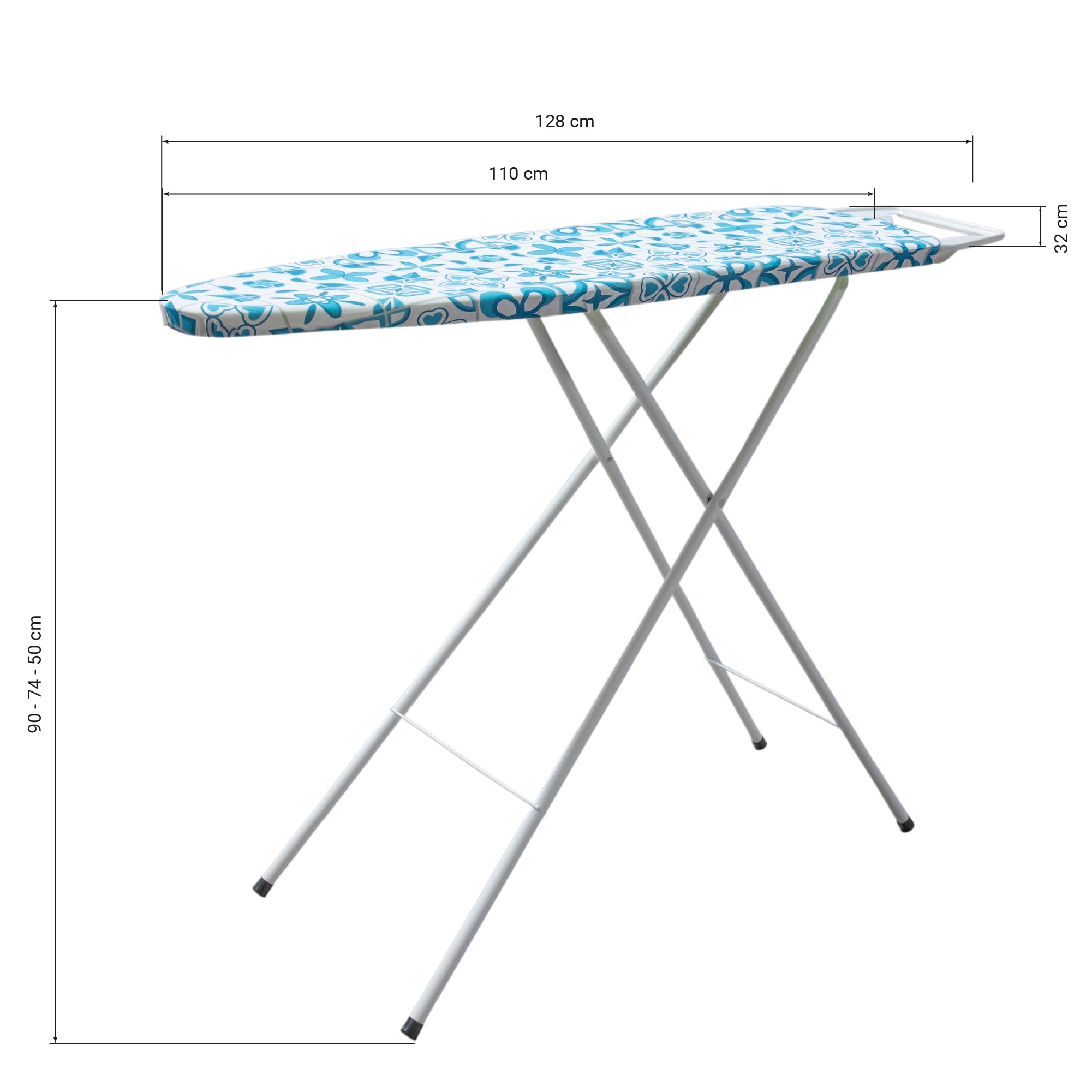 Cofan Asse da stiro | Altezza regolabile | Gambe antiscivolo | Fodera 100% cotone | Dimensioni: 110 x 32 cm