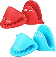 Vista 7 de 2 pares de guantes de horno de silicona resistentes al calor, ideales para sujetar elementos de cocina (negro y gris)