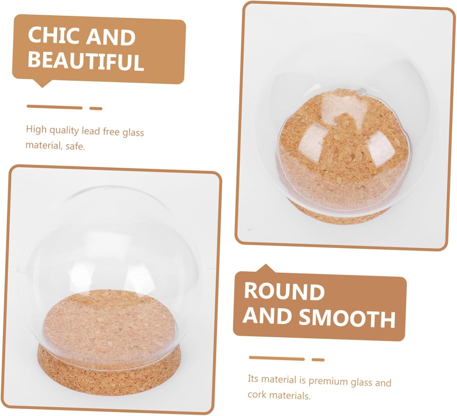 4Pcs Eternal Flower Display Covers Glass Dome with Cork Base for Preserved Flowers Miniatures Decoration Home Party Gift