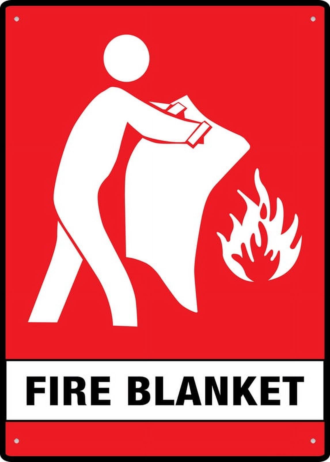 Fire Blanket 8"x12" Rust-Free Aluminum Sign - Pre-Drilled Holes, Weather Resistant, For House/Office/Business