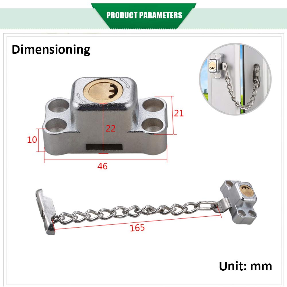 Fenster- und Balkontürsicherung, Sicherheits-Türkette, Türkette abschließbar, Ketten Fenster Türriegel für Baby und Kind Sicherheit, 16,5 cm Länge, Aluminiumlegierung Material ( Color : 4X )