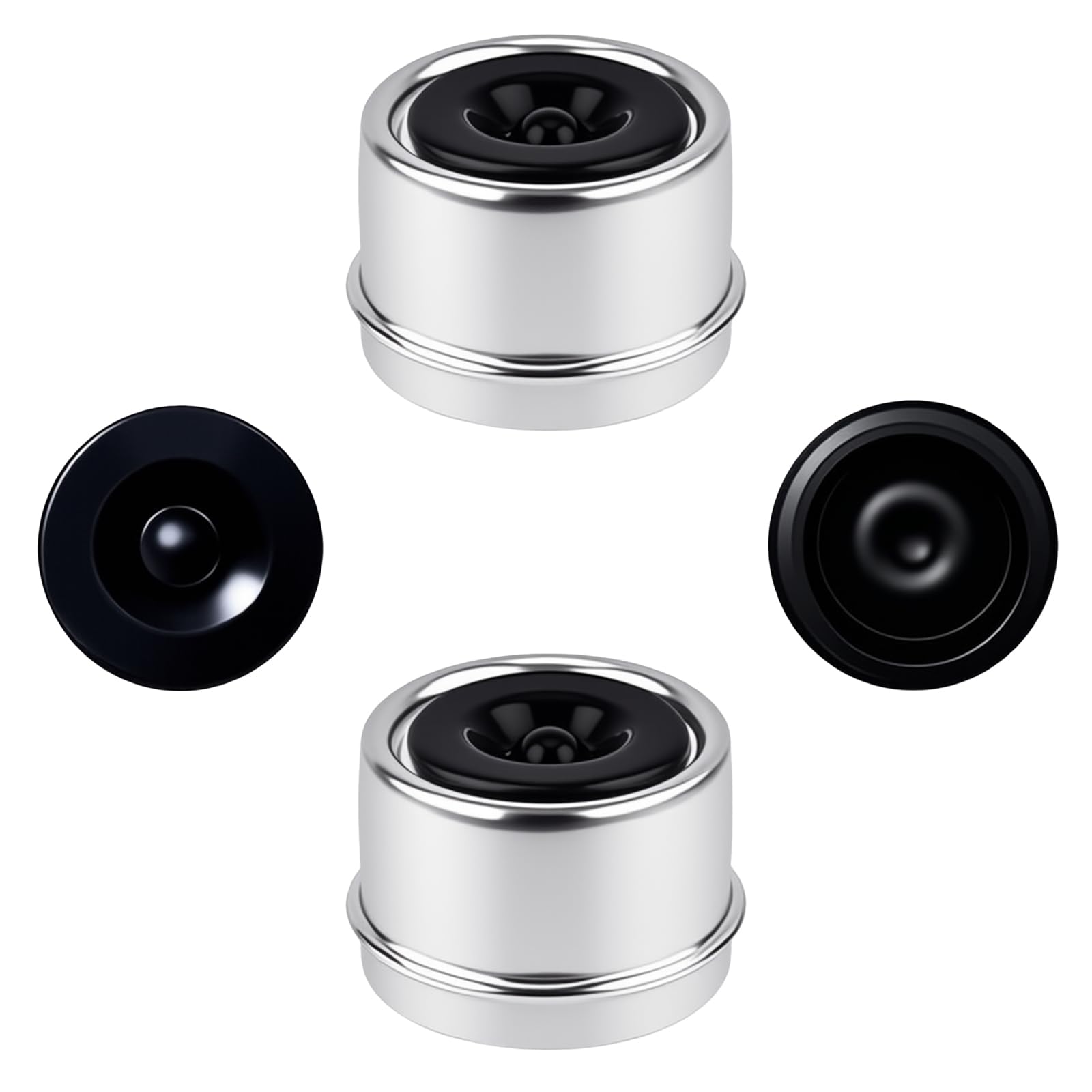 1.98" Trailer Bearing Dust Cap, 2Pcs Trailer Hub Cap with Extra 2Pcs Grease Rubber Plugs, Trailer Axle Grease Cap for Most 2000 to 3500 Pound Trailer RV Camper Wheel Cover Axle