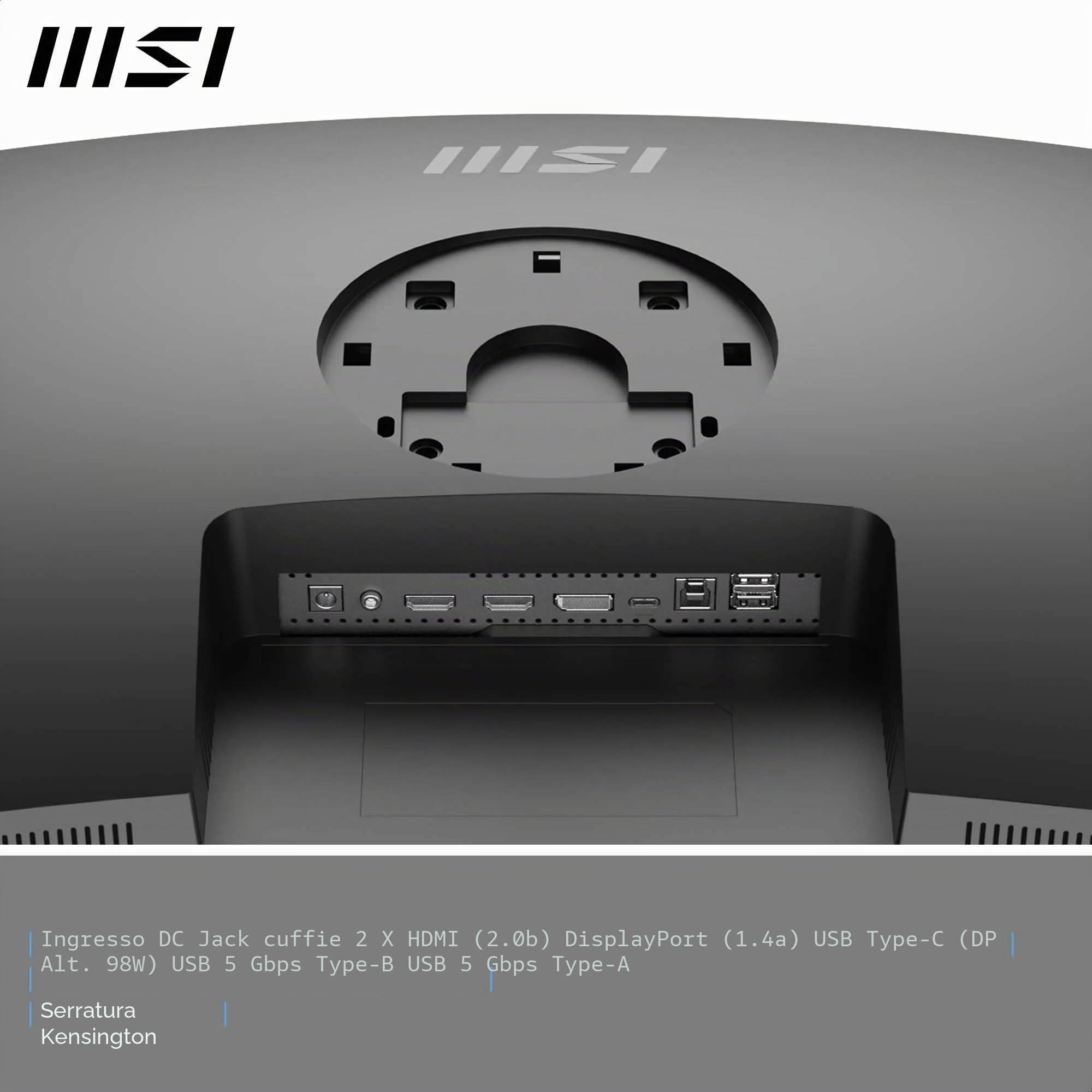 msi Modern MD342CQP Monitor Curvo 34” UWQHD 1500R – Pannello VA 3440 x 1440, KVM, PIP/PBP, Ampia gamma colori, Altoparlanti integrati, Regolazione in 3 direzioni – HDMI 2.0b, DisplayPort 1.4a