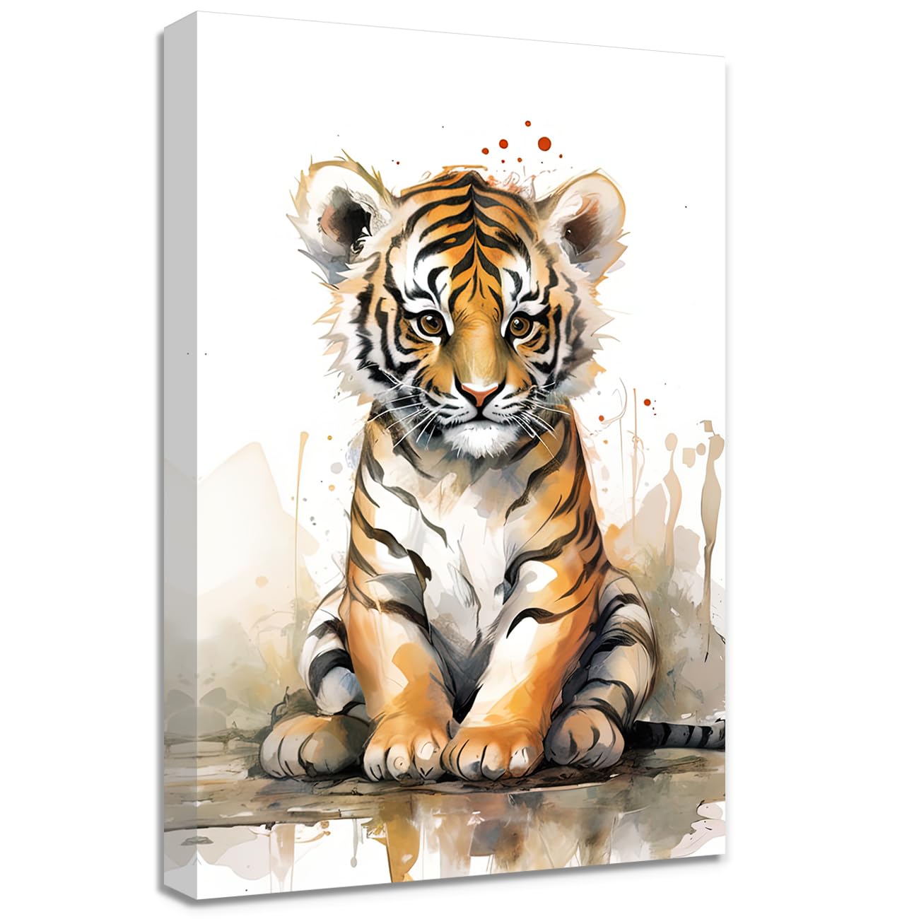 LMYSXAOZ Tiger Canvas Wall Art Baby Portrait Picture Watercolor Animal Prints for Jungle Nursery Kids Room Decor Framed (Tiger,20.00" x 30.00")