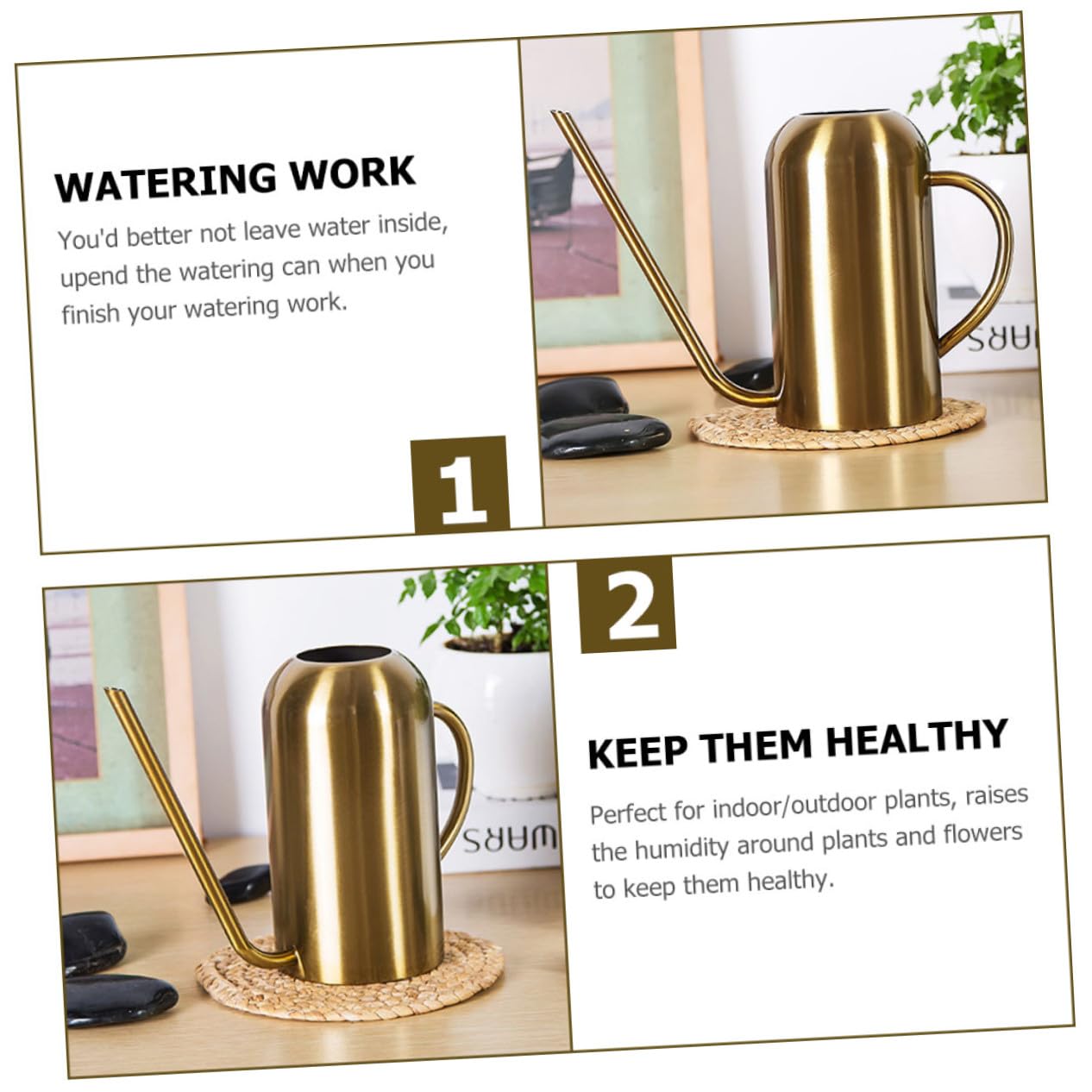 Regadera de Acero Inoxidable con Capacidad para Riego de Suculentas y Plantas Jardín y Mango Ergonómico para Fácil Manejo
