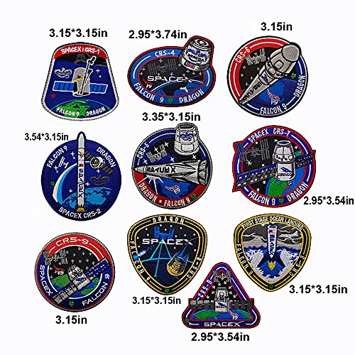 Set Of 10 Spacex Crs Falcon 9 Patch Dragon Space Explorer Decalse Tactic Military Sew On Emblem Jacket Vest Hat Backpack T-Shirt Costume Appliques #TOP1