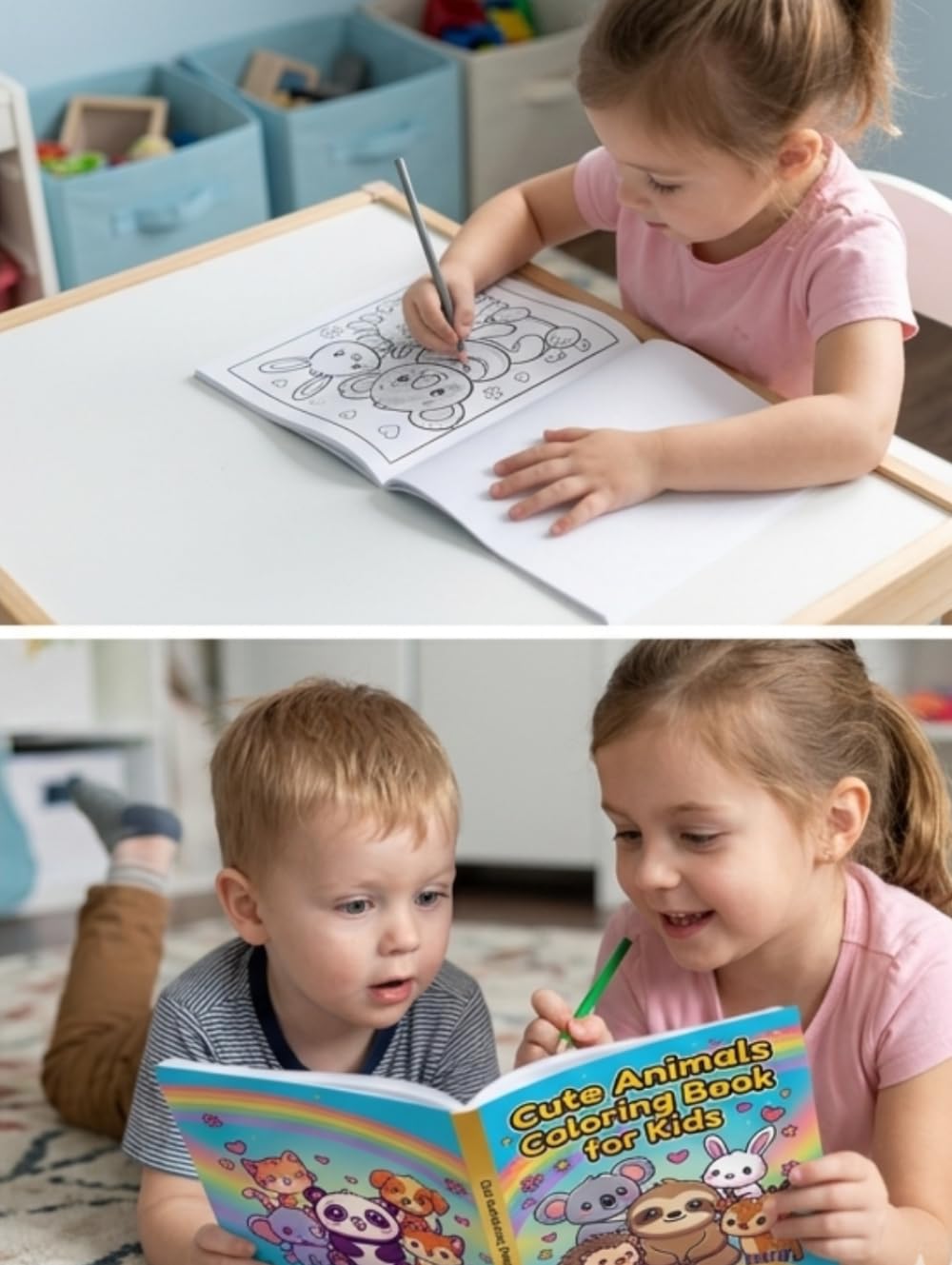 Cute Animals Coloring Book for Kids: 70 Adorable Baby Animals to Color — Kawaii Coloring Pages for Toddlers, Preschoolers & Early Learners Ages 3-8
