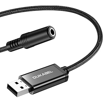 DuKabel USB Externe Soundkarte USB auf 3.5mm Klinkenbuchse (4 Pole CTIA) Stereo Audio Adapter Kabel External Sound Card für Headset, Lautsprecher oder 4 Pole TRRS Mikrofon - Schwarz