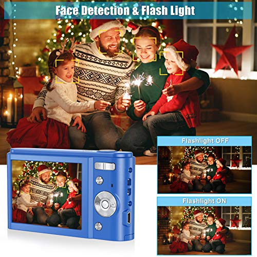 44MP Small Digital Camera for Photography Beginners, 2.7K Vlogging Camera 2.88\" IPS 16X Digital Zoom Point and Shoot Camera for Kids Teens Christmas,Thanksgiving Days,Birthdays Gift (Blue) - Thumbnail 3