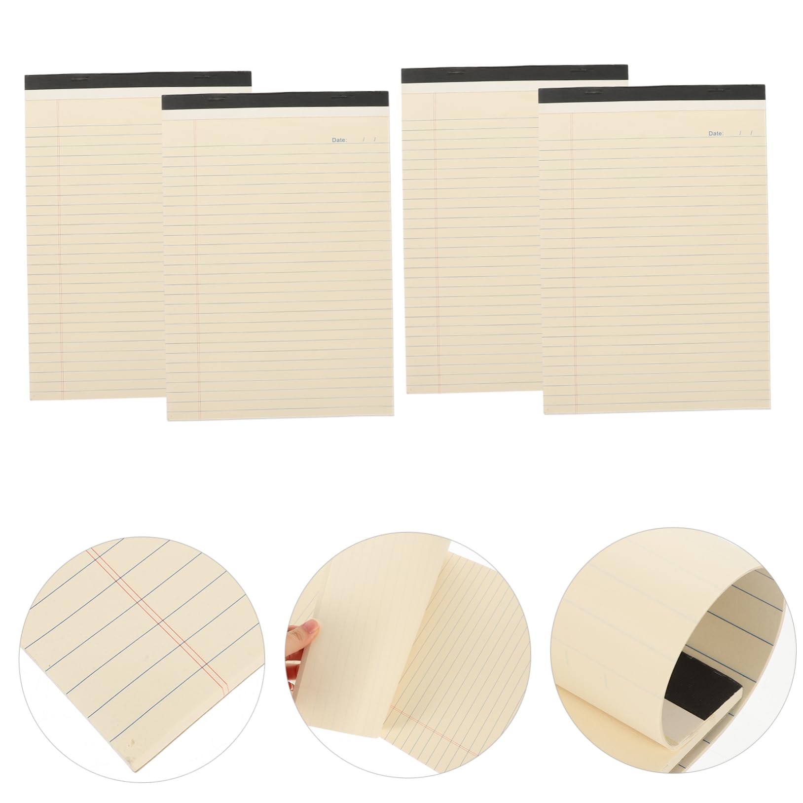 A4-abreißnotizblock 4 Stück-packung aus Papier mit Linierten Seiten | Beige, Undatiert mit Dickem Blatt, für Schreibtischplanung und Terminübersicht