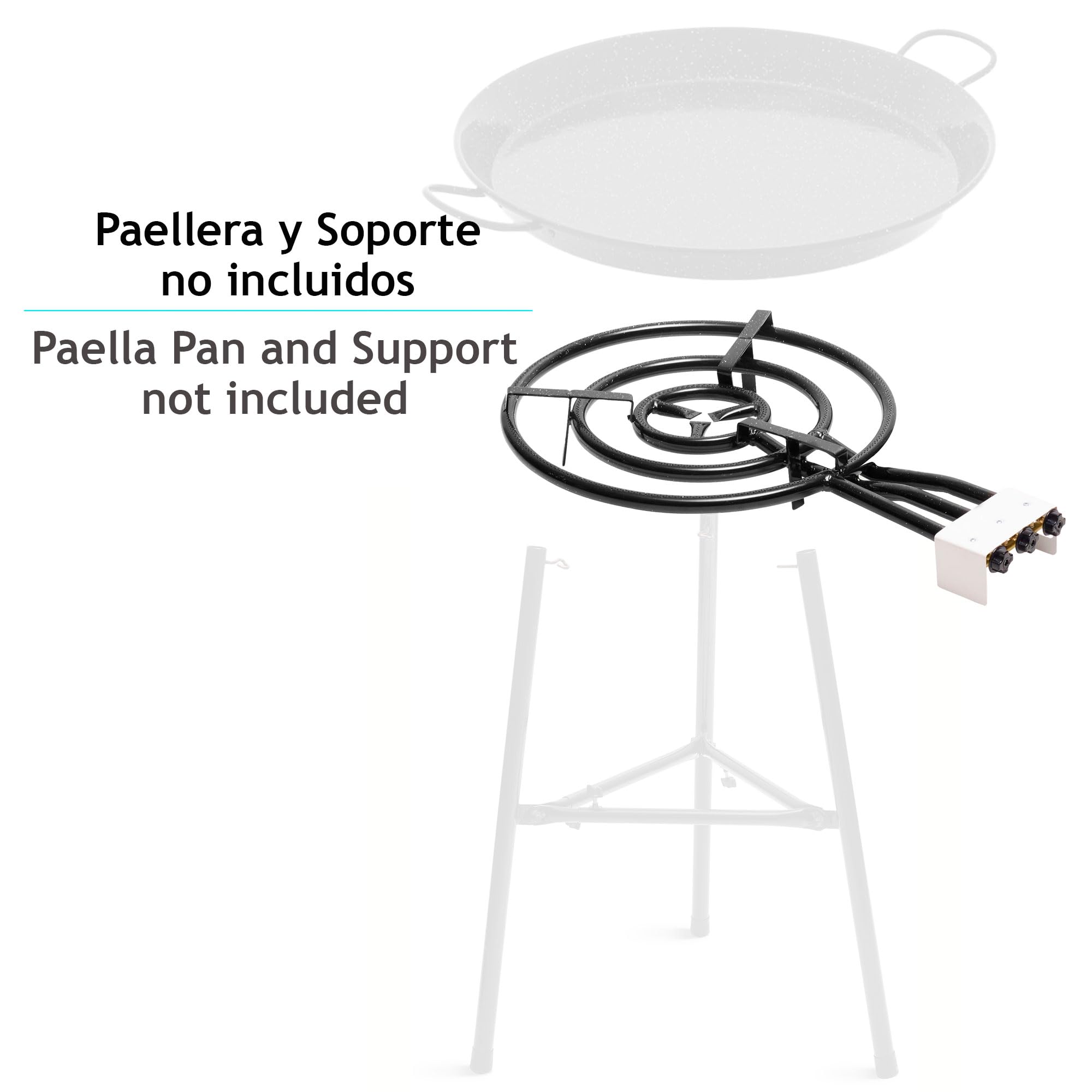 briebe Brûleur à Gaz 3 Anneau 60-40-20 cm, Triple Brûleur à Paella, Convient pour Poêle ou Paellera 30 à 90 cm de Diamètre, Trois Régulateurs de Flamme