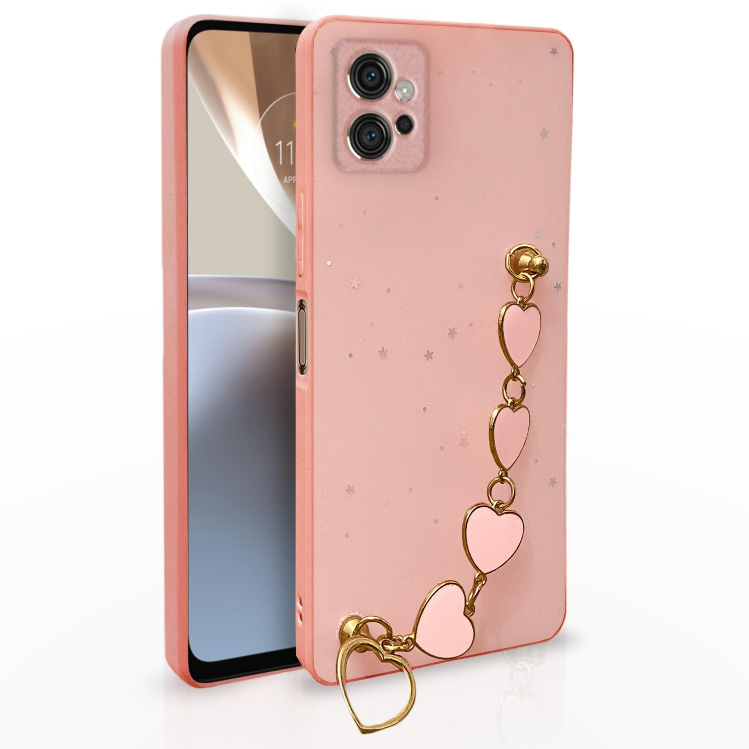 Pikkme Moto G32 Back Cover for Girls | Heart Shaped Metal Chain Blocks | Sparkling Soft TPU | Case for Moto G32 (Pink) (B0CHWCHZ6L) Amazon Price History, Amazon Price Tracker