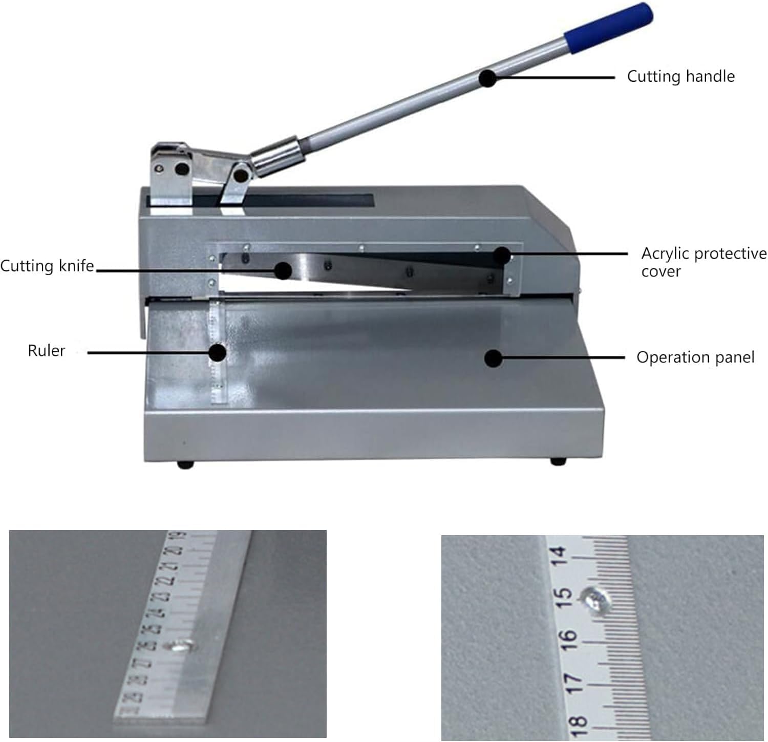 Cesoia manuale a ghigliottina per metalli da 320 mm, capacità di taglio di 2 mm per circuiti stampati, alluminio, ferro, rame e lastre di plastica.