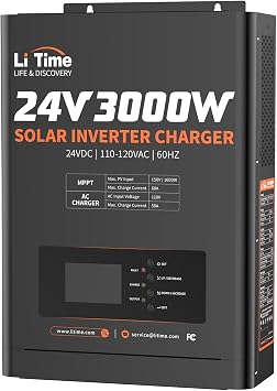 LiTime Solar Inverter Charger, 3000W DC 24V to AC 120V Pure Sine Wave Inverter with 60A MPPT Charge Controller, 50A AC Battery Charger, Uninterrupted Power Supply (UPS), RS485 Communication