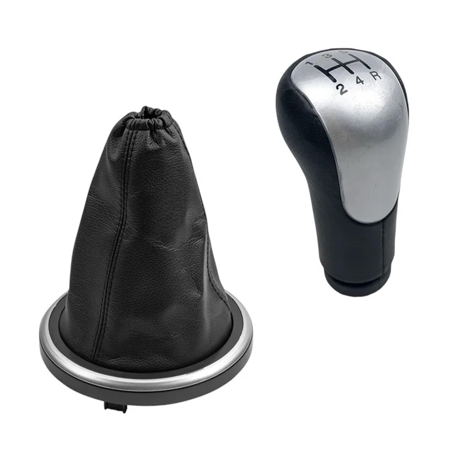 VAVGKDKPZB Shifter Lever Handle for Fiesta Fusion Transit for Connect 2002-2008 Gear Shift Knob Shifter Gaiter(5 Speed Silver Case)