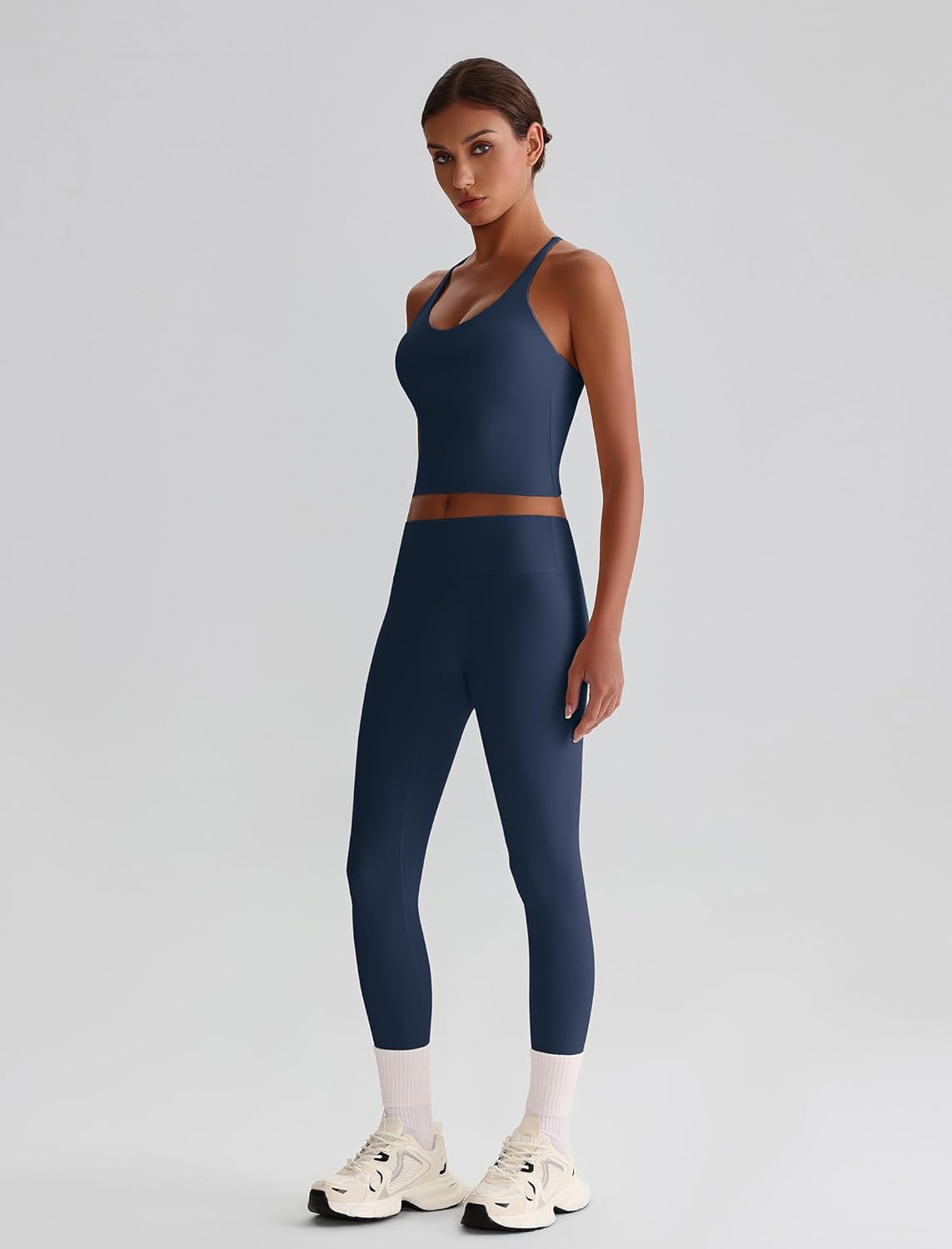 ABOCIW Workout Sets for Women 2 Piece Backless Strappy Padded Tank Tops High Waist Leggings Gym Yoga Pilates Outfits - Image 4