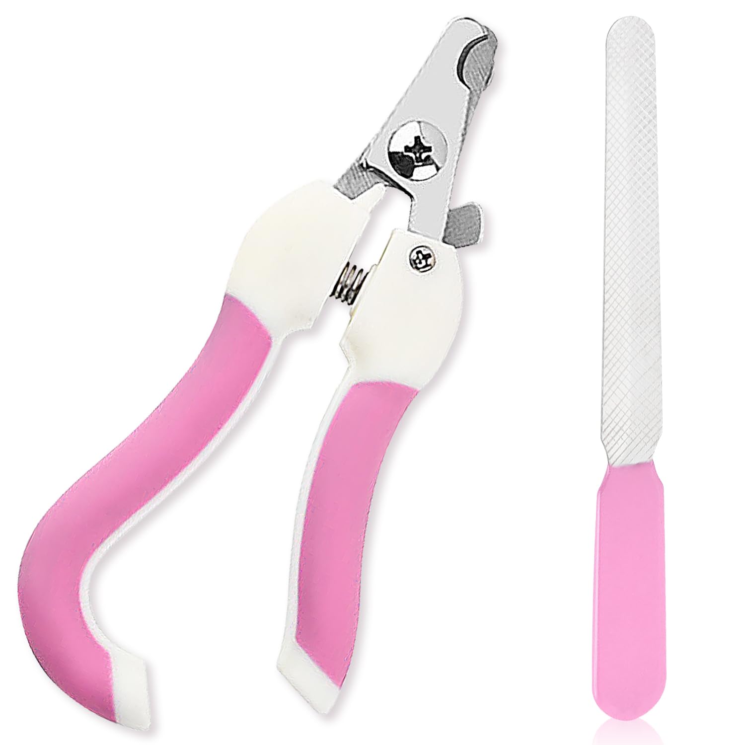 Luckious Cat Nail Clippers and File, Kitten Claw Nail Clippers for Trimming - Kitten Nail Clippers Stainless Steel Nail Clippers Pet Clippers Cleaning Nail Clipper Tools (Pink)