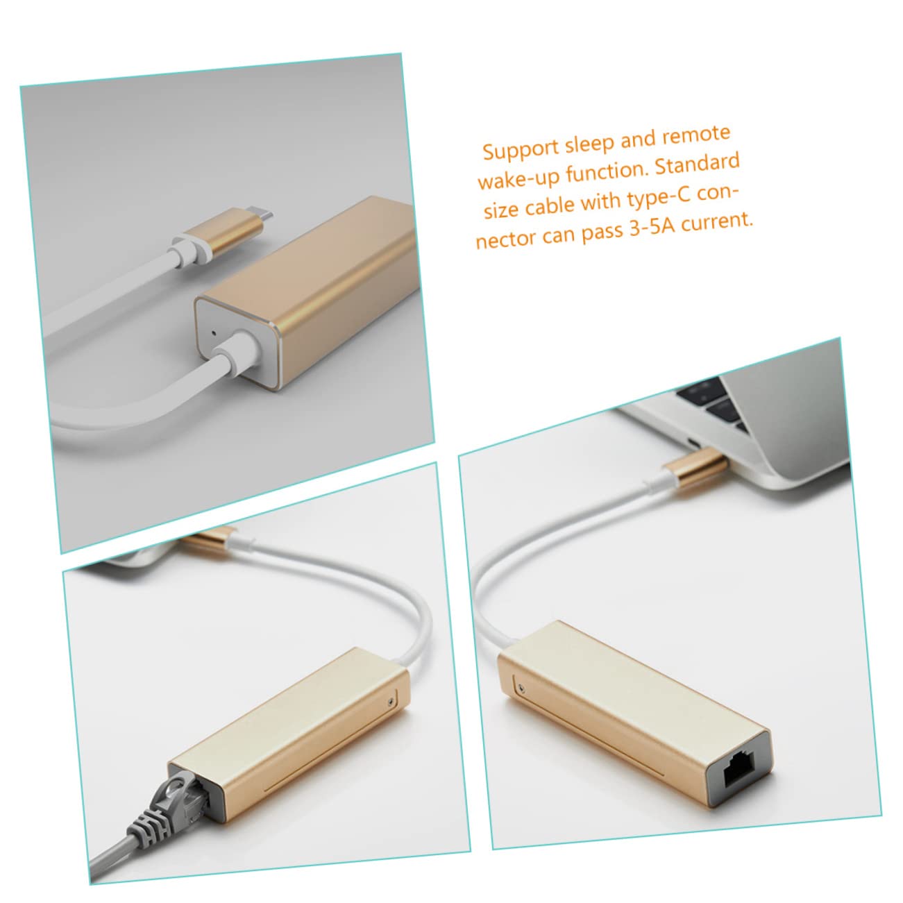 Uonlytech 3pièces Adaptateur USB-c vers Ethernet Mbps Convertisseur Réseau Hub USB pour Pc Et Ordinateur Portable Connexion Rapide Et Stable pour Jeux Et Streaming