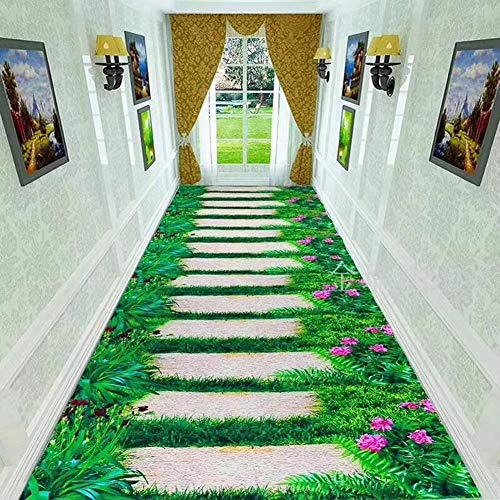Alfombras de pasillo largo a medida con efecto césped 3D para pasillos y hoteles 0.8x2m 3
