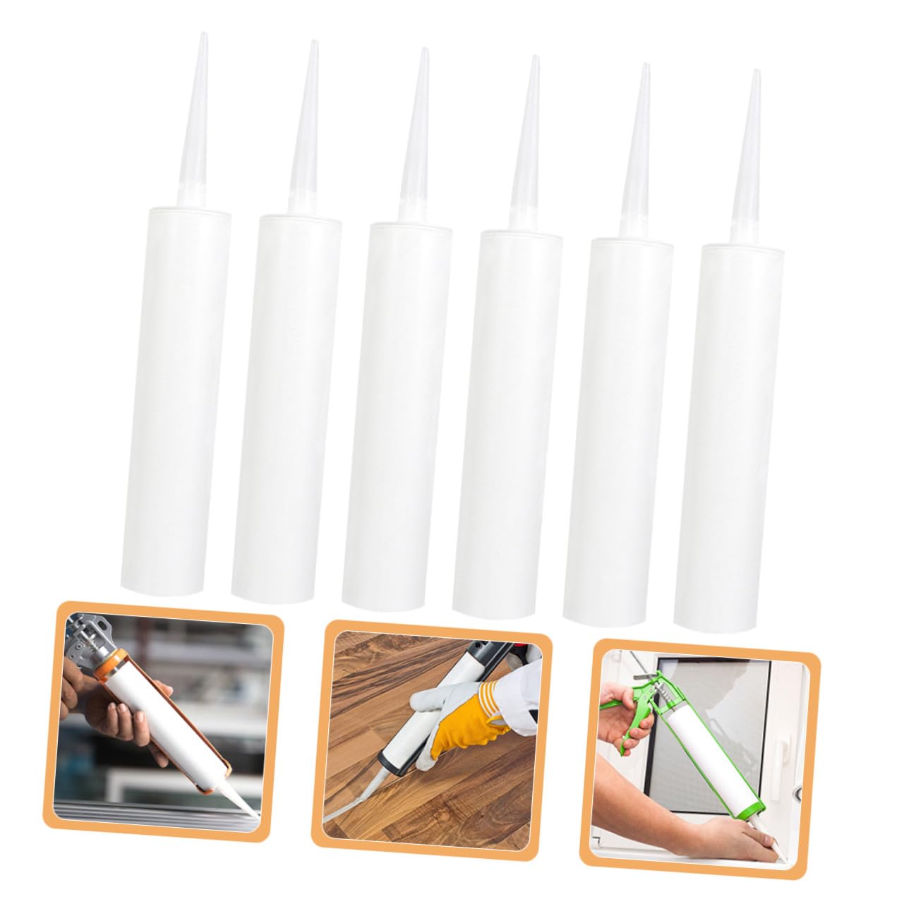 Kisangel 12 Tubos de Calafateo Reutilizables de Gran Capacidad en Color Blanco Diseño Versátil y Material Pe para Uso Doméstico