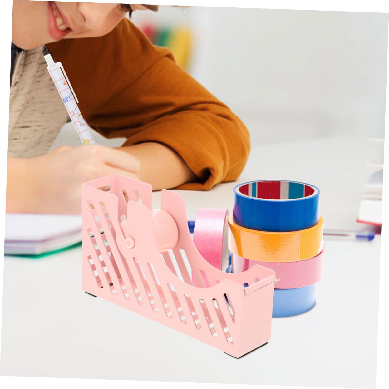 Gadpiparty 3 Set Set di articoli di cartoleria del nastro per le unghie strumenti fissi X distributori di nastro per ufficio distributori di nastro da imballo levapunti plastica rosa