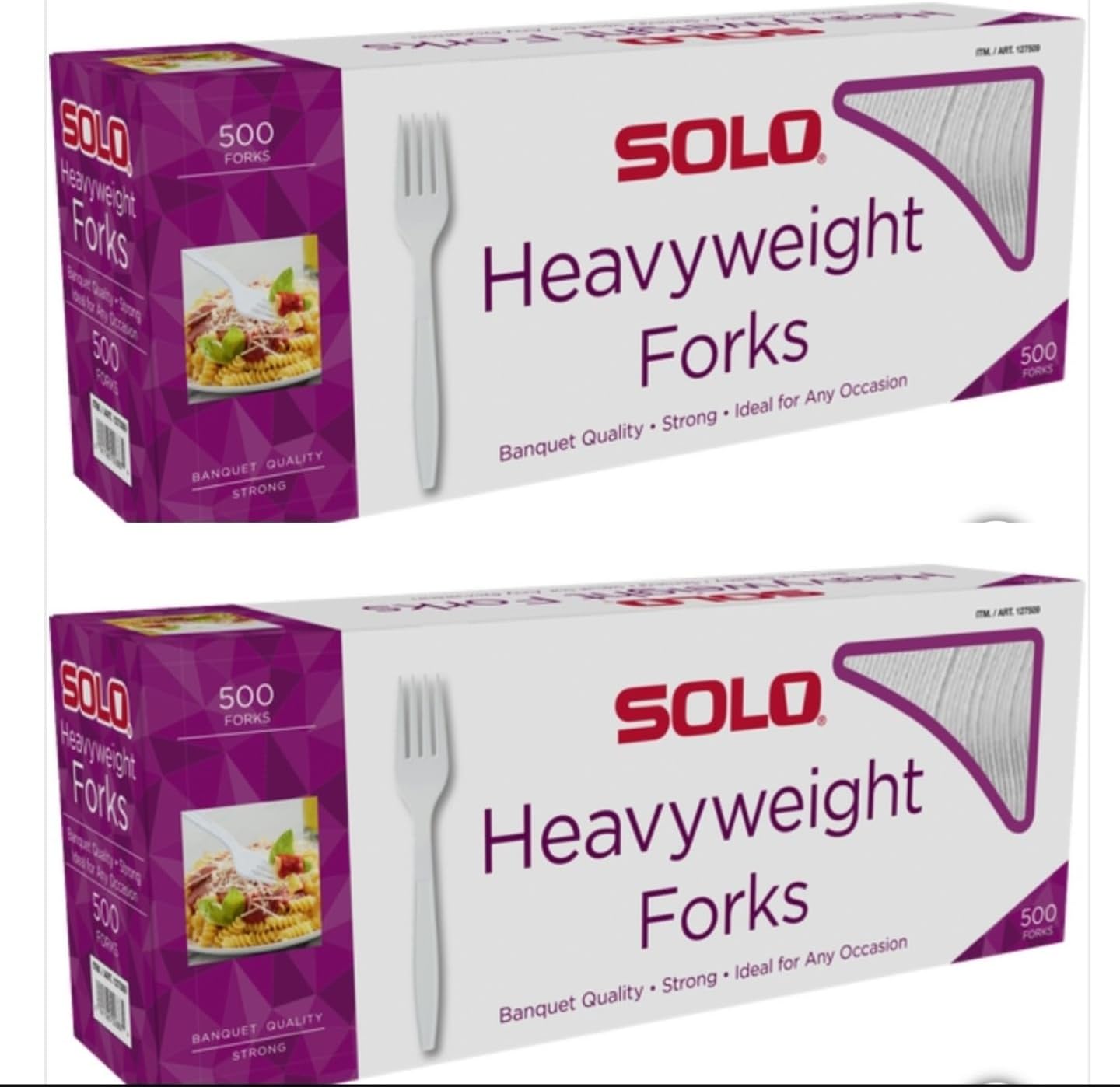 SOLO Mediumweight Plastic Forks, White, 1000 Count (2x500 Packs) - Durable Disposable Cutlery for Parties & Catering