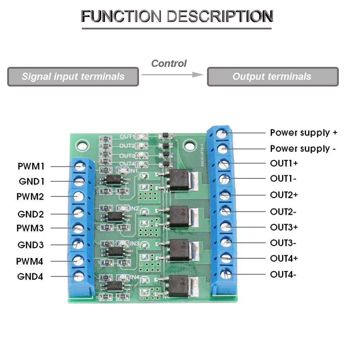 Modulo Amplificatore MOSFET 4 Canali PWM - Da 3-20V A 3.7-27V, 10A, Per Controllo Motori O LED - Foto 2