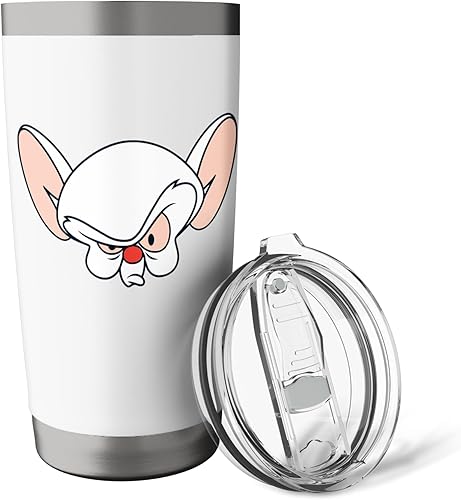 Miniatura 5 de Pinky and the Brain Vaso aislado de acero inoxidable Brain Blanco,Negro -,Cepillado inoxidable