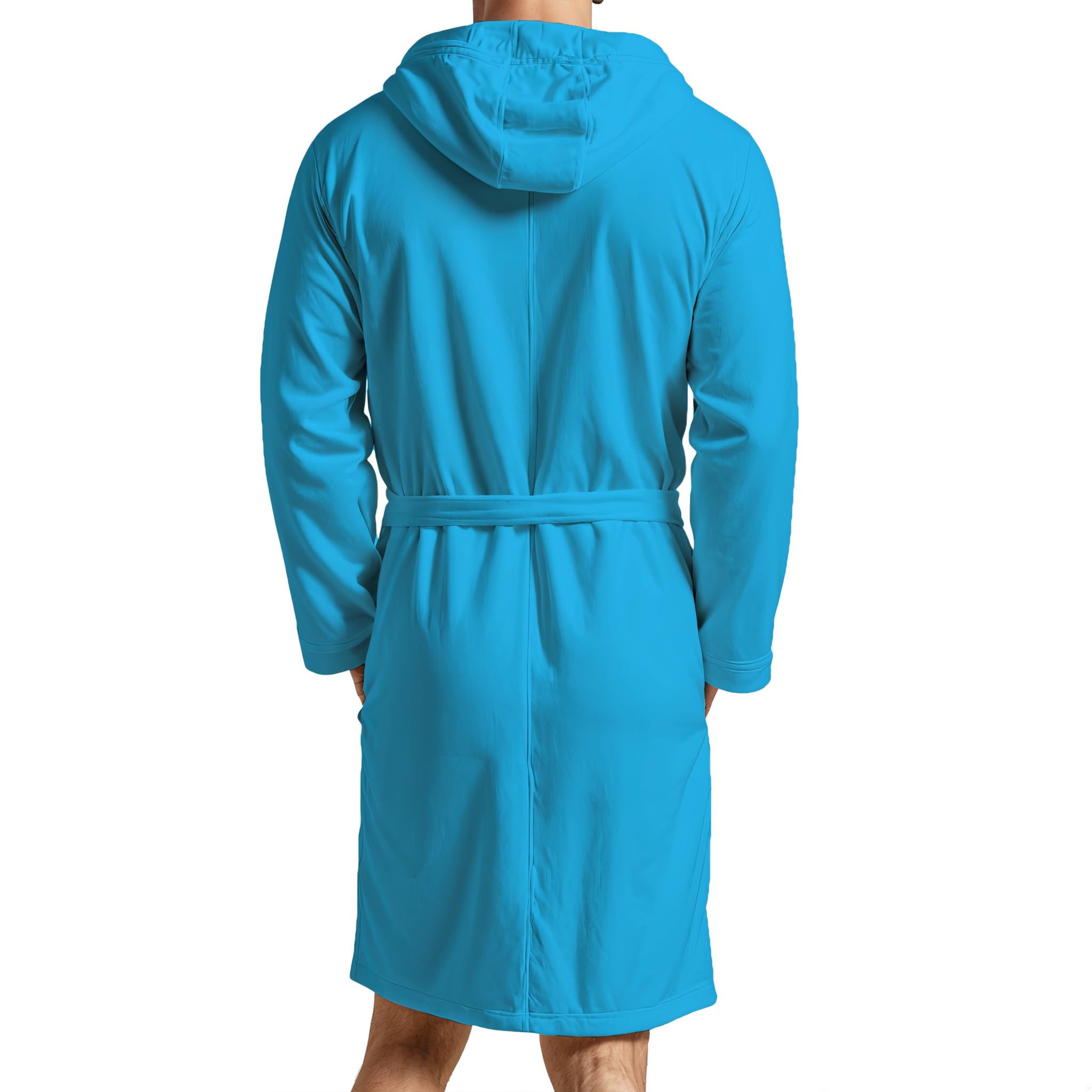 PETTI Artigiani Italiani Szlafrok z Mikrofibry Męski Damski z Kapturem, Kieszeniami, Paskiem, Unisex Szybkoschnący na Siłownię, Basen, Plażę, Spa, Błękitny, M