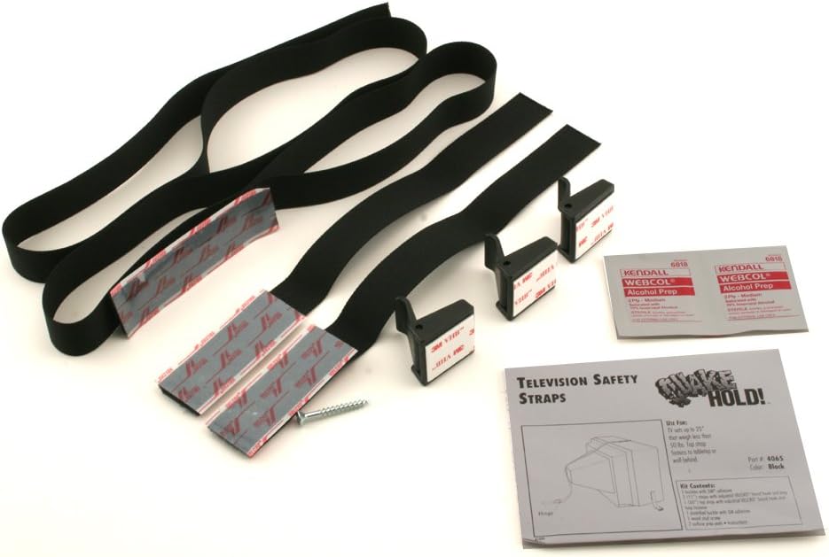 Quakehold! Ready America 4065 Quake Hold Adjustable Home Electronic Safety Strap, 11 in L, 50 lb., Nylon