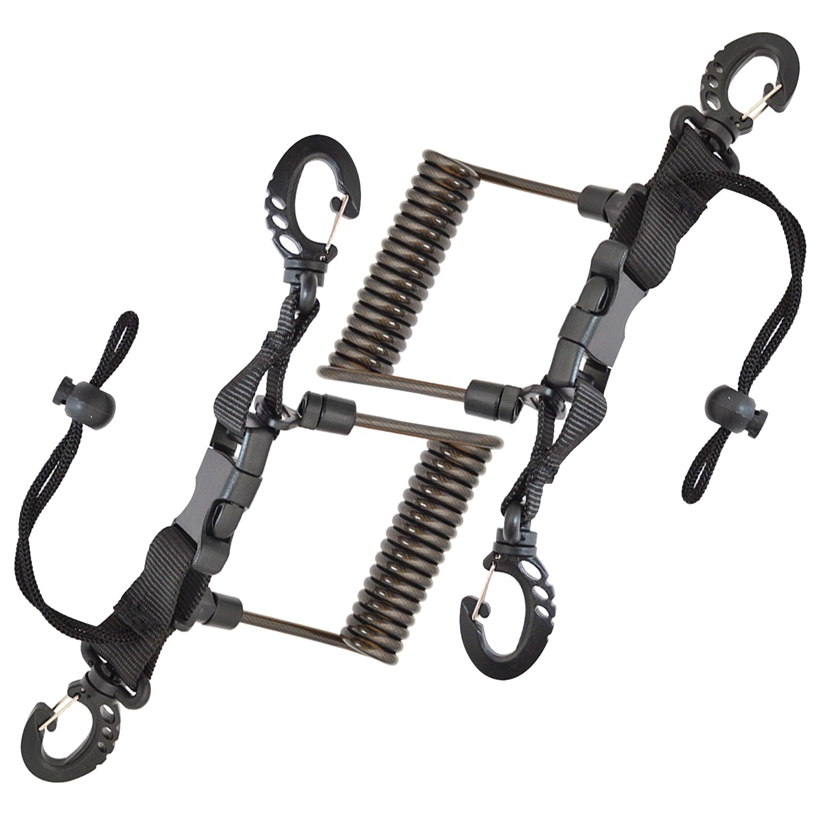 2 Pezzi Clip Fibbia Sgancio Rapido Cordino Spirale, Cordino da Immersione Cordino Subacquee con Clip Sgancio Rapido Cordini per Fotocamere Subacquee, Cinturino Anti Guinzaglio