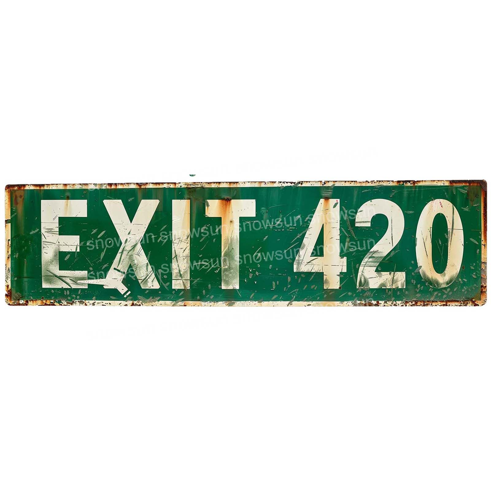 Exit 420 Vintage Tin Signs Retro Metal Sign For Home Bar Office Outdoor Garden Wall Decor 4x16 Inch