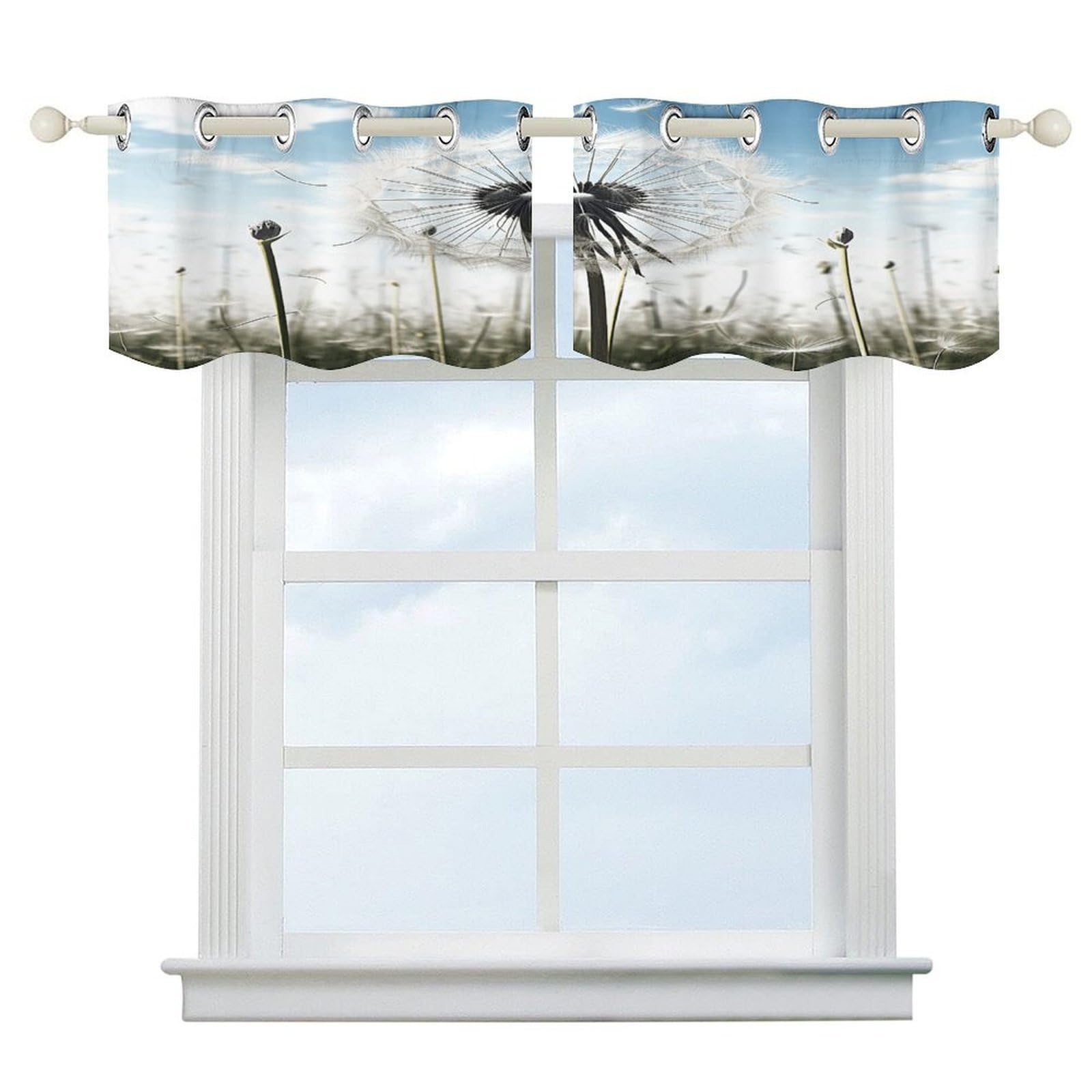 Fekiloot Style Dandelion Short Curtains Valance Curtain