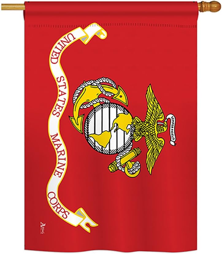 Marine Corps House Flag Armed Forces USMC Semper Fi United State American Military Veteran Retire Official Small Decorative Gift Yard Banner Double-Sided Made In USA 28 X 40