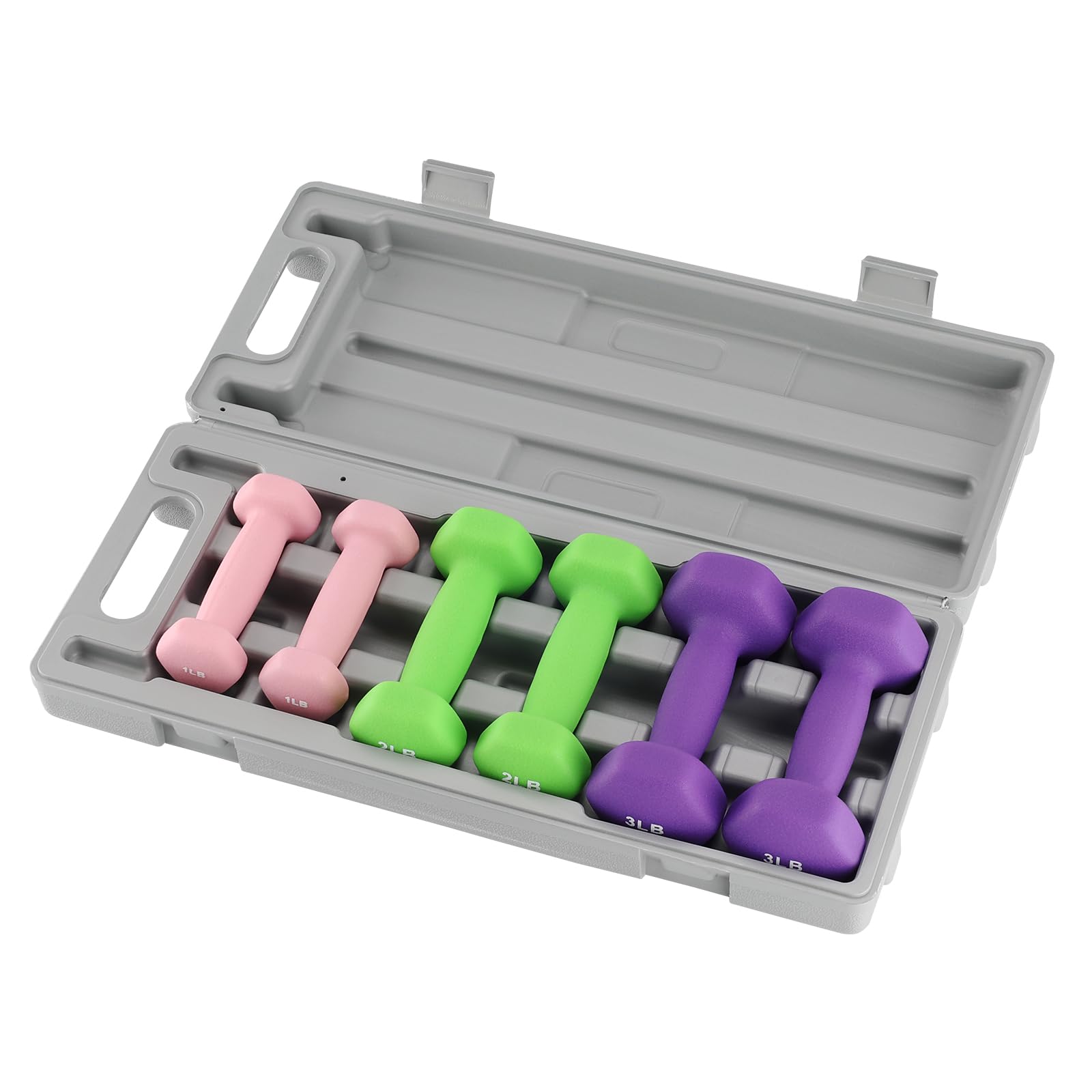 Mancuernas Hexagonales De PVC Antideslizantes Para Fuerza y Fitness – Juego Completo Hombre/Mujer – Perfectas Para Entrenamiento En Casa, Musculación, Yoga, HIIT – Pesos 3/5/8 Lb – Con Soporte