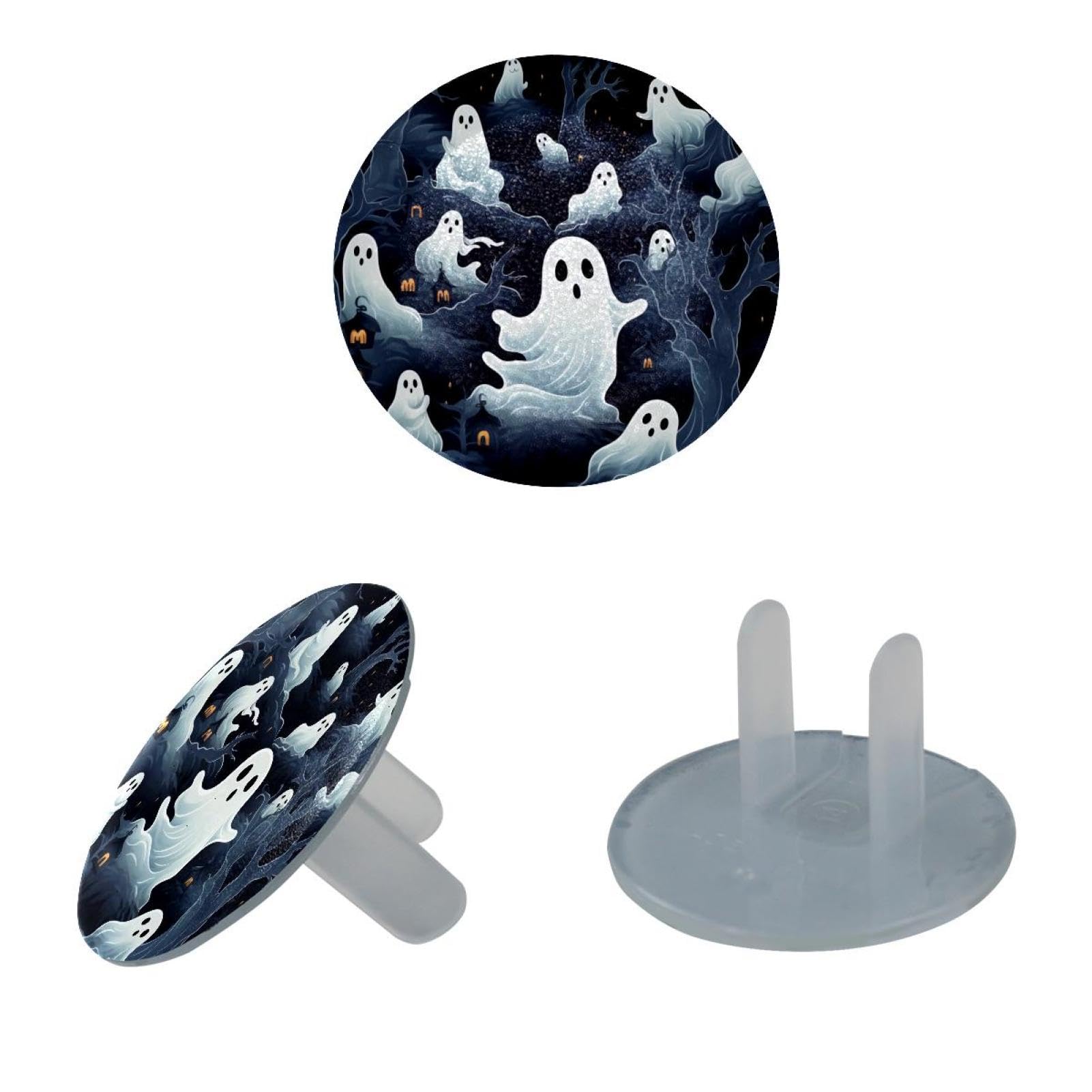 12 Pieces Halloween Ghost Baby Child Proofing Outlet Covers, Electrical Safety Socket Protection Caps for 2-Prong Power Wall Plate, Safety Plugs Protector Guard