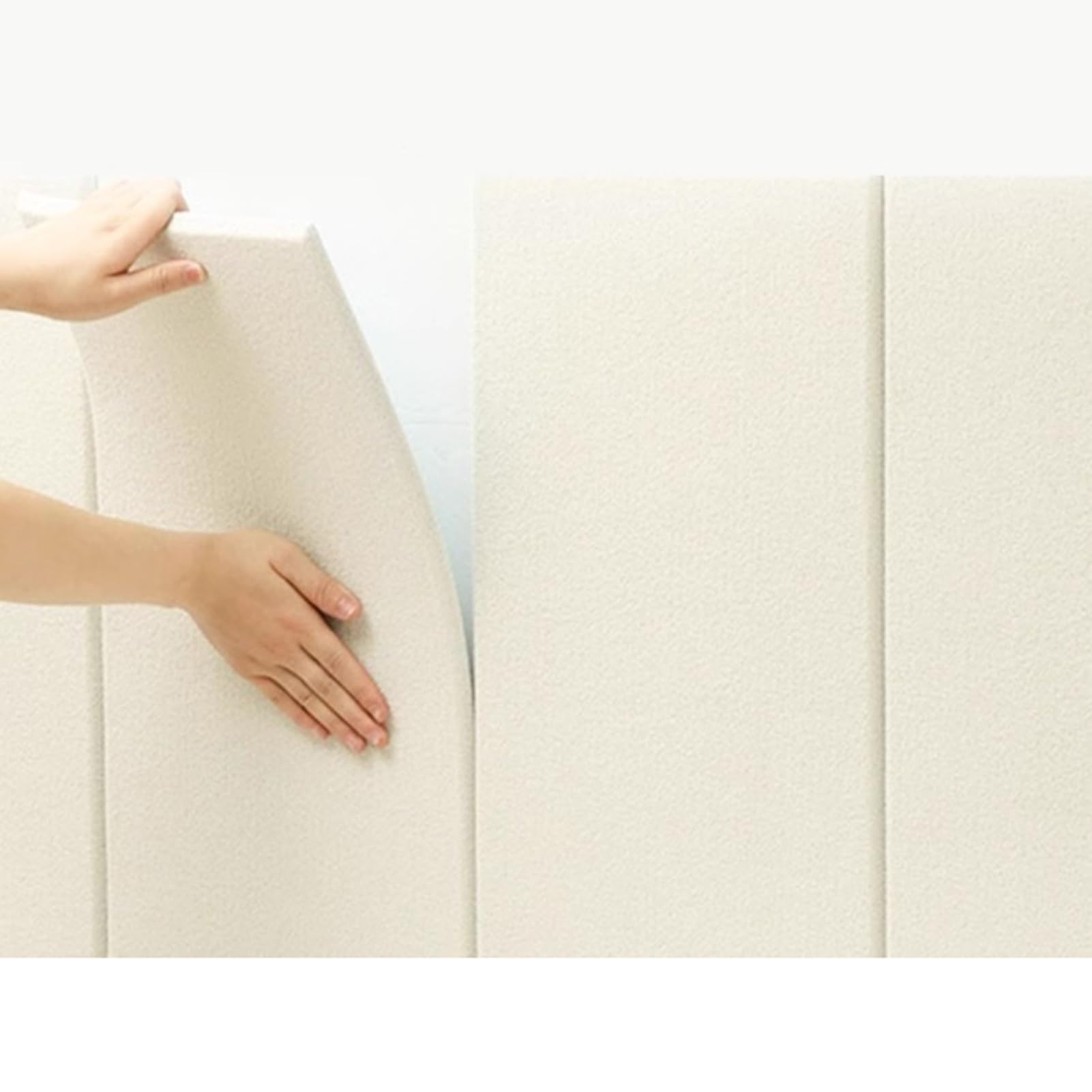 APMOE Peel and Stick Headboard with Luminous Pattern, Bed Wall Padding for Kids Autism, 0.5 in Thick Padded Upholstered Wall Panels, Self Adhesive Wall Cushion Anti-Collision/Keep Warm(Beige,4 Pcs)