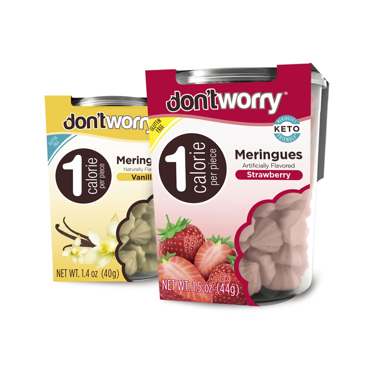 Meringue Cookies Keto Friendly | Strawberry & Vanilla | 2 Pack | Only 1 Calorie per piece | Healthy Candy, Gluten Free Snacks, Low Carb, Low Sugar, Low Calories