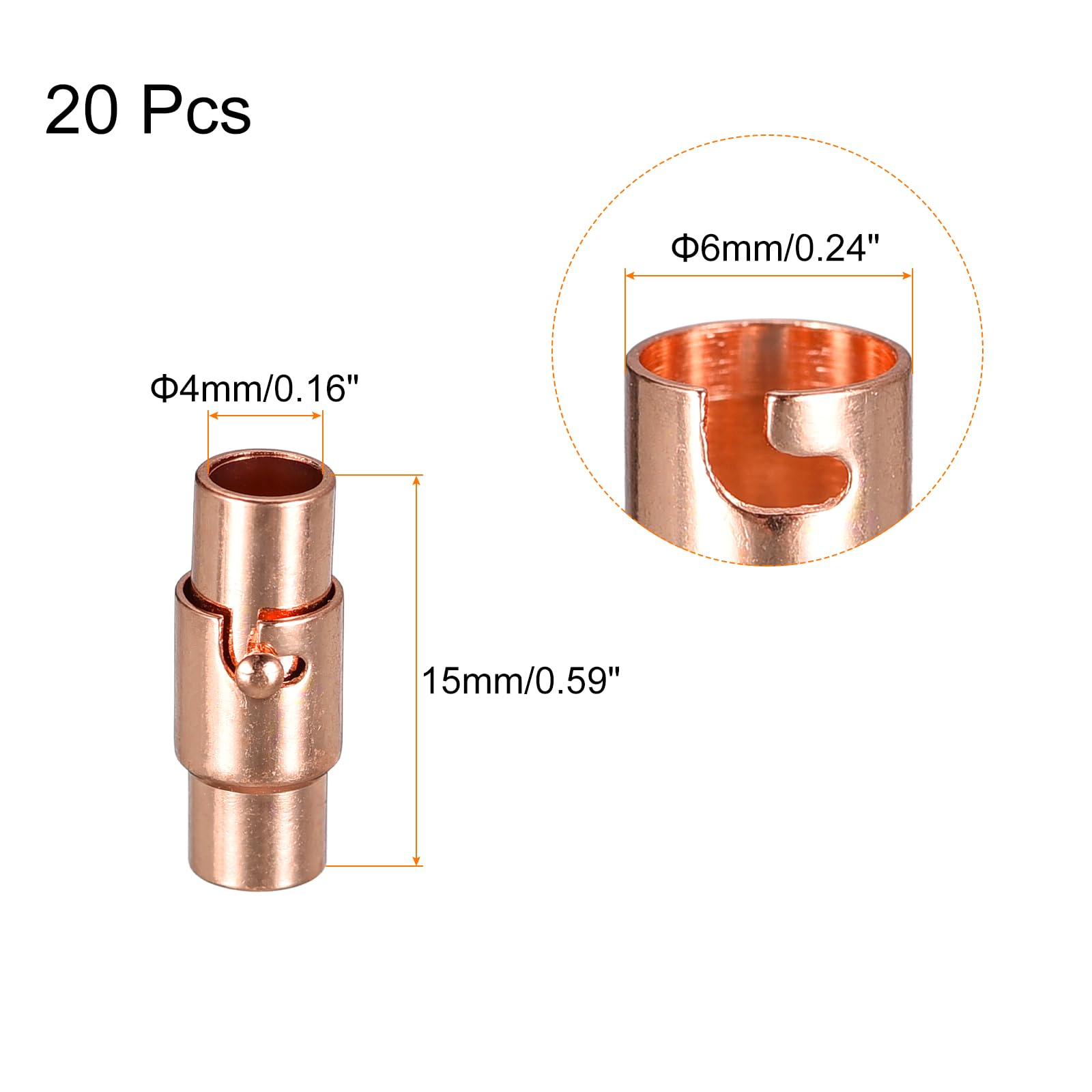 uxcell Leather Cord End Clasp, 20Pcs 4mm Hole Leather Clasps - Image 2