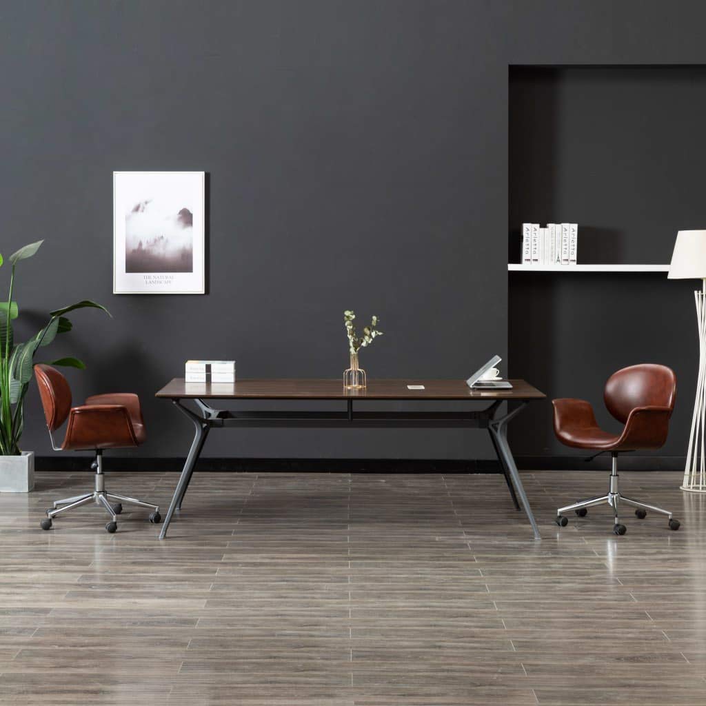 Silla de oficina giratoria marrón de piel sintética con muelle de gas, altura ajustable, ergonómica, para oficina en casa y oficina, silla giratoria