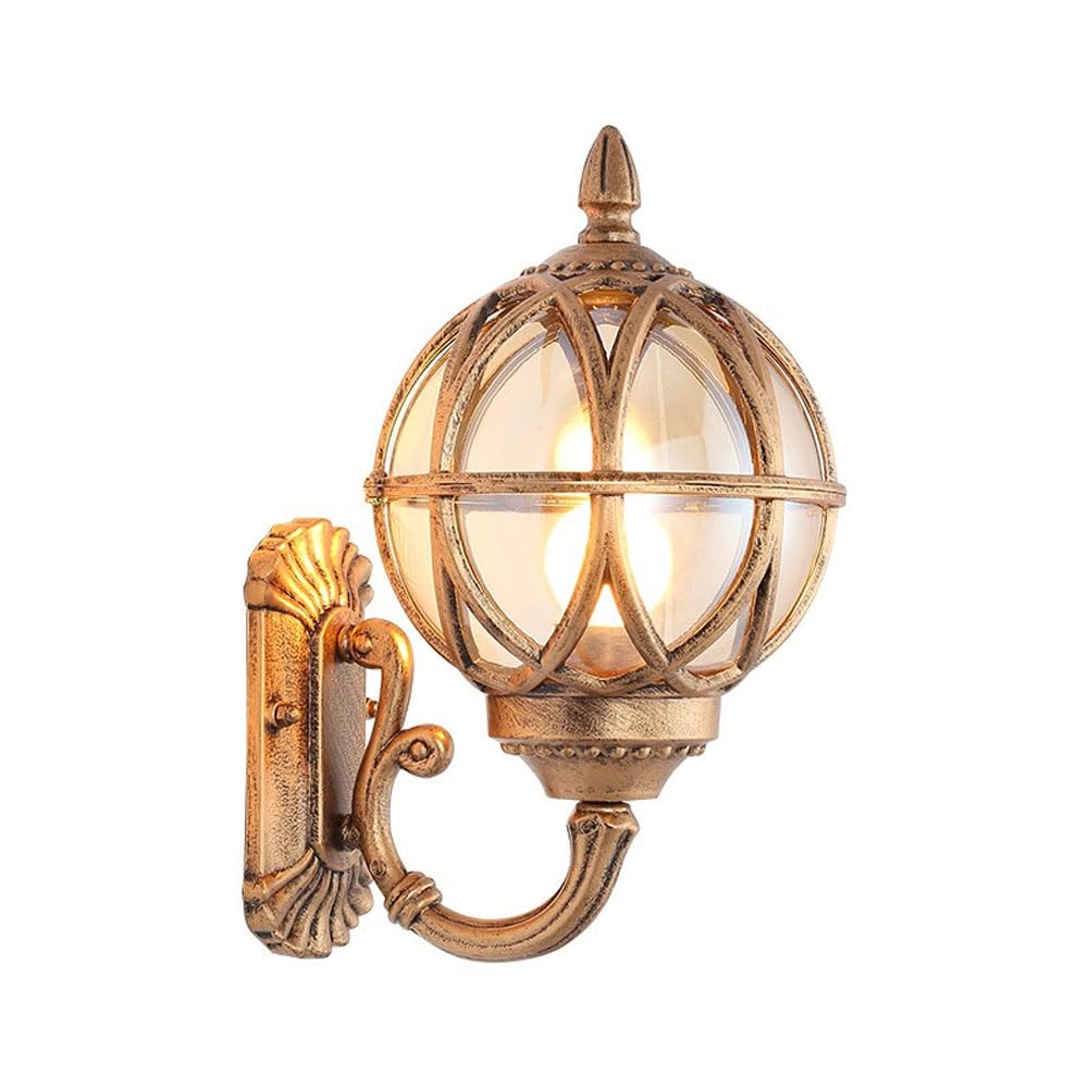 YUANCHUTOP European Retro Garden Villa Wall Lamp, American Lawn,Outdoor Waterproof Doorpost Sconces,Courtyard Decorative s Ball Light, Landscape E26 Base