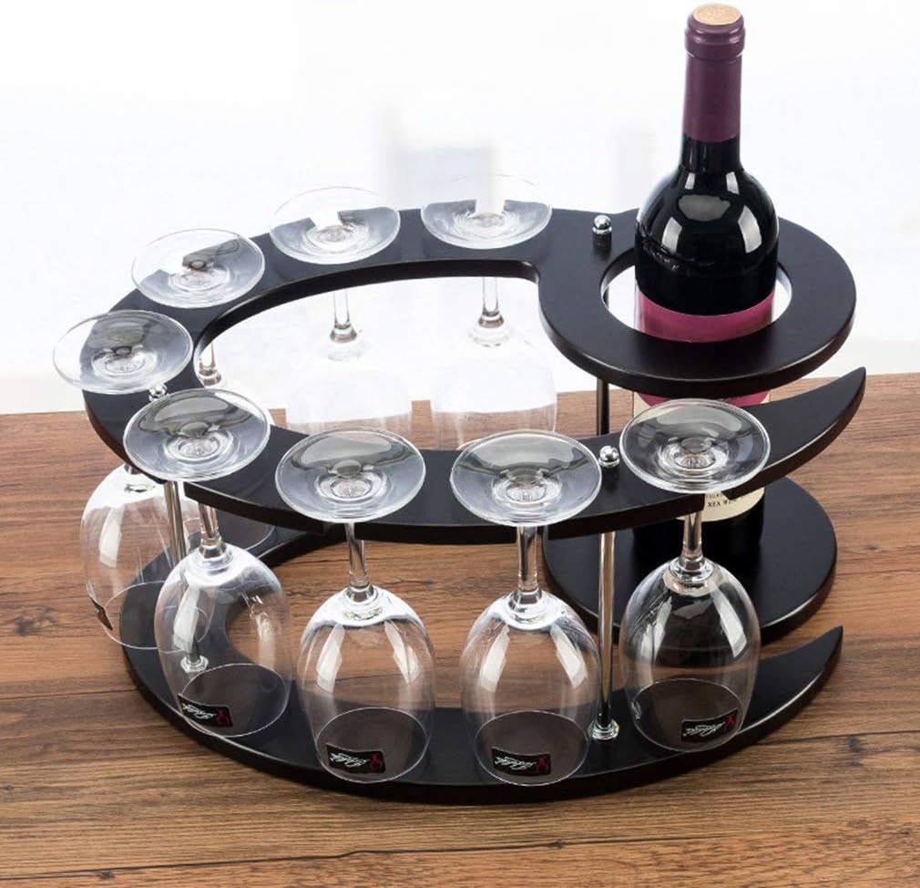 Countertop Wine Bottle Holder Wood Free-Standing Wine Rack Goblet e Wine Cup Rack Ornaments (Size:40 * 28 * 20cm)
